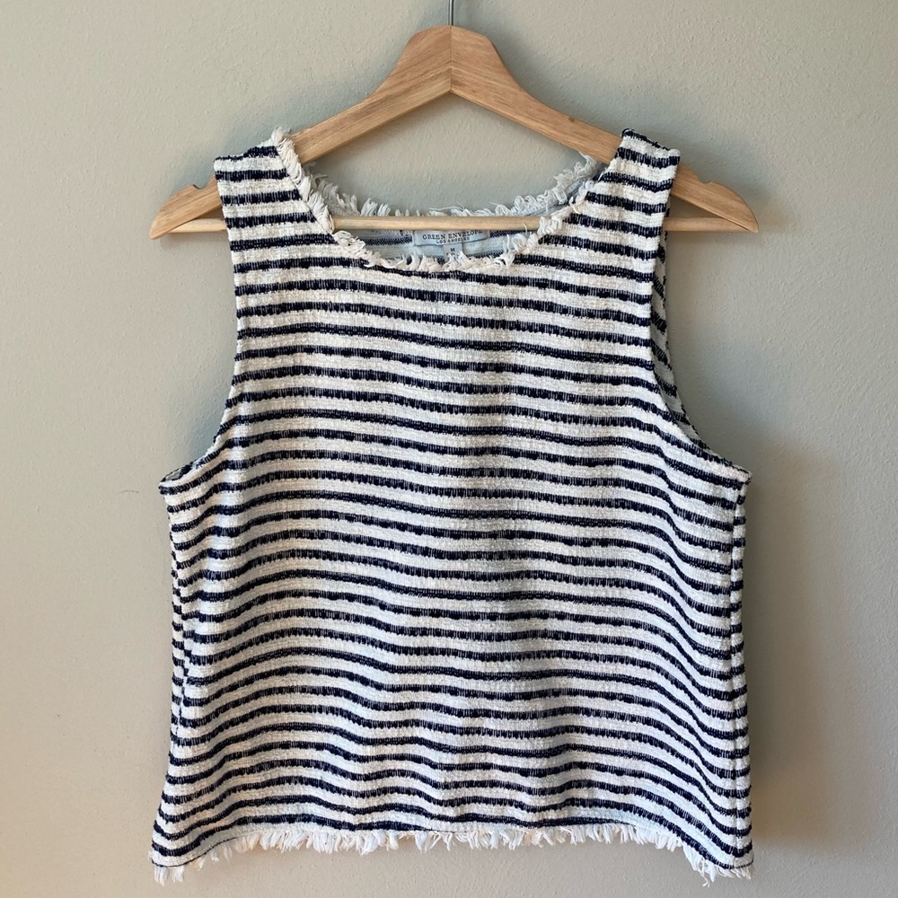 Green Envelope Striped Sleeveless Top M